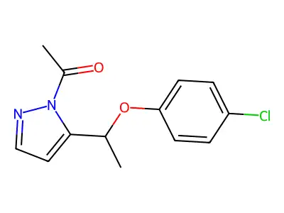 1-{5-[1-(4-chlorophenoxy)ethyl]-1H-pyrazol-1-yl}-1-ethanone structure