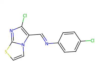 4-chloro-N-[(6-chloroimidazo[2,1-b][1,3]thiazol-5-yl)methylene]aniline structure