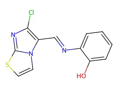 2-{[(6-Chloroimidazo[2,1-b][1,3]thiazol-5-yl)methylene]amino}benzenol structure
