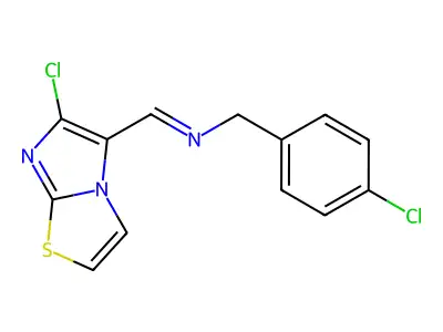 4-Chloro-N-[(6-chloroimidazo[2,1-b]thiazol-5-yl)methylene]benzenemethanamine structure