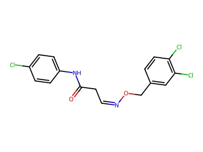 N-(4-chlorophenyl)-3-[(3,4-dichlorophenyl)methoxyimino]propanamide structure