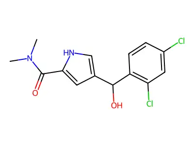 4-[(2,4-dichlorophenyl)(hydroxy)methyl]-N,N-dimethyl-1H-pyrrole-2-carboxamide structure