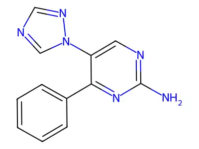4-phenyl-5-(1H-1,2,4-triazol-1-yl)-2-pyrimidinamine structure