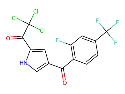 2,2,2-trichloro-1-{4-[2-fluoro-4-(trifluoromethyl)benzoyl]-1H-pyrrol-2-yl}-1-ethanone structure