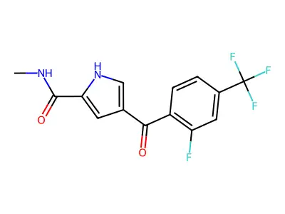 4-[2-fluoro-4-(trifluoromethyl)benzoyl]-N-methyl-1H-pyrrole-2-carboxamide structure