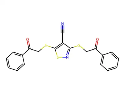 3,5-Bis((2-oxo-2-phenylethyl)thio)-4-isothiazolecarbonitrile structure