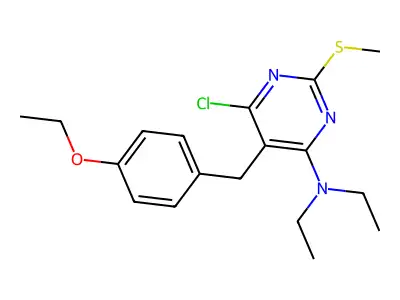 {6-Chloro-5-[(4-ethoxyphenyl)methyl]-2-methylthiopyrimidin-4-yl}diethylamine structure
