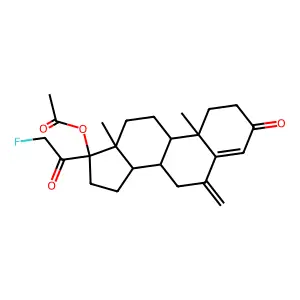 Pregn-4-ene-3,20-dione, 21-fluoro-17-hydroxy-6-methylene-, acetate structure