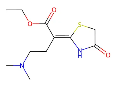 Ethyl 4-(dimethylamino)-2-(4-oxo-1,3-thiazolidin-2-ylidene)butanoate structure