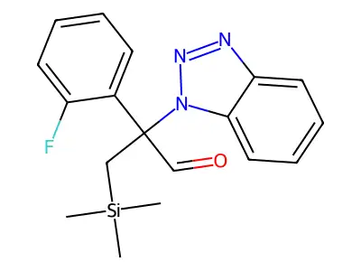 2-(1H-1,2,3-Benzotriazol-1-yl)-2-(2-fluorophenyl)-3-(trimethylsilyl)propanal structure