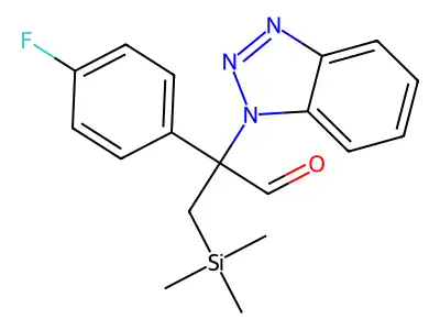 2-(1H-1,2,3-Benzotriazol-1-yl)-2-(4-fluorophenyl)-3-(trimethylsilyl)propanal structure