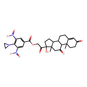 17-Hydroxy-3,11,20-trioxopregn-4-en-21-yl 4-(aziridin-1-yl)-3,5-dinitrobenzoate structure