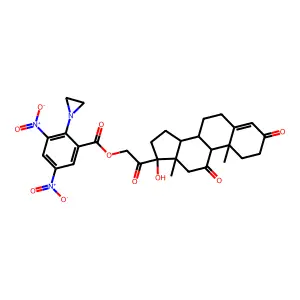 17-Hydroxy-3,11,20-trioxopregn-4-en-21-yl 2-(aziridin-1-yl)-3,5-dinitrobenzoate structure