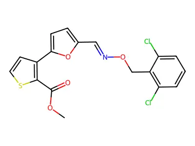 methyl 3-[5-({[(2,6-dichlorobenzyl)oxy]imino}methyl)-2-furyl]-2-thiophenecarboxylate structure