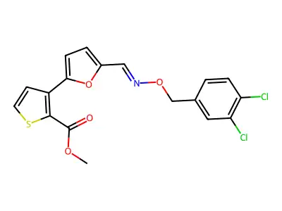 methyl 3-[5-({[(3,4-dichlorobenzyl)oxy]imino}methyl)-2-furyl]-2-thiophenecarboxylate structure