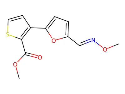 Methyl 3-{5-[(methoxyimino)methyl]-2-furyl}-2-thiophenecarboxylate structure