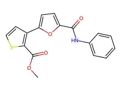 Methyl 3-[5-(anilinocarbonyl)-2-furyl]-2-thiophenecarboxylate structure
