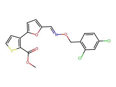 methyl 3-[5-({[(2,4-dichlorobenzyl)oxy]imino}methyl)-2-furyl]-2-thiophenecarboxylate structure