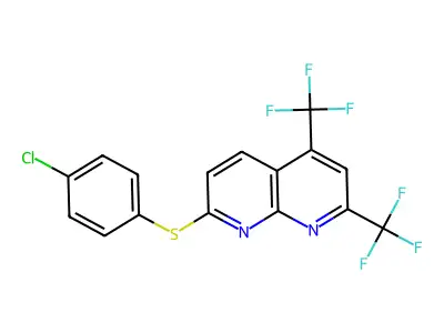 5,7-Bis(trifluoromethyl)[1,8]naphthyridin-2-yl 4-chlorophenyl sulfide structure