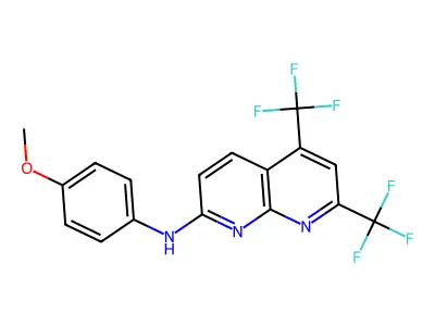 N-(4-methoxyphenyl)-5,7-bis(trifluoromethyl)[1,8]naphthyridin-2-amine structure