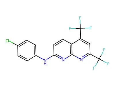 N-(4-chlorophenyl)-5,7-bis(trifluoromethyl)[1,8]naphthyridin-2-amine structure