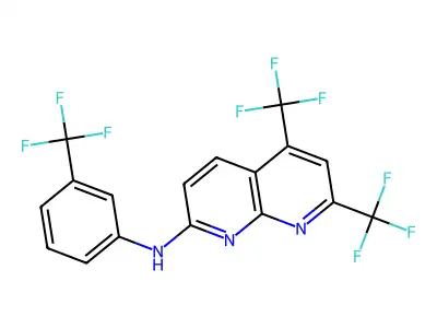 5,7-bis(trifluoromethyl)-N-[3-(trifluoromethyl)phenyl][1,8]naphthyridin-2-amine structure