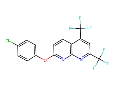 7-(4-Chlorophenoxy)-2,4-bis(trifluoromethyl)-1,8-naphthyridine structure