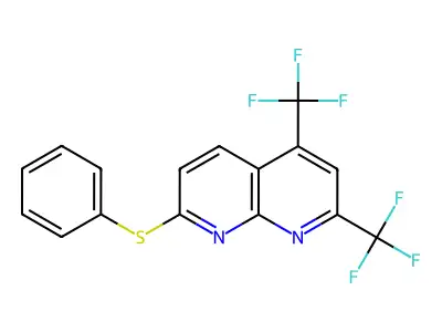 7-(Phenylsulfanyl)-2,4-bis(trifluoromethyl)[1,8]naphthyridine structure
