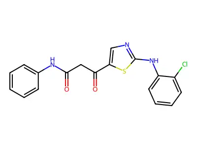 3-[2-(2-chloroanilino)-1,3-thiazol-5-yl]-3-oxo-N-phenylpropanamide structure
