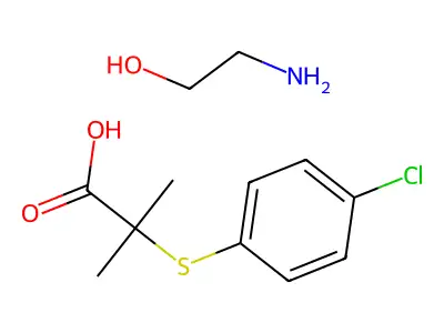 Isobutyric acid, alpha-(p-chlorophenylthio)-, compd. with 2-aminoethanol (1:1) structure