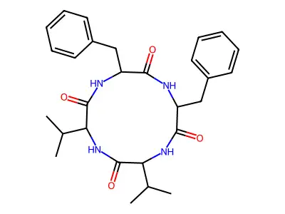 3,6-Dibenzyl-9,12-di(propan-2-yl)-1,4,7,10-tetrazacyclododecane-2,5,8,11-tetrone structure