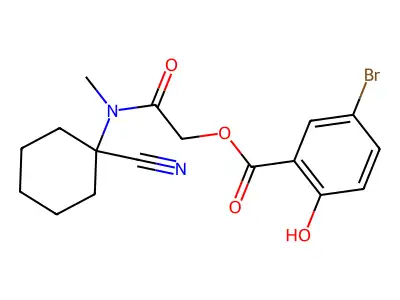 [2-[(1-cyanocyclohexyl)-methylamino]-2-oxoethyl] 5-bromo-2-hydroxybenzoate structure