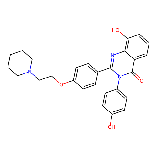 4(3h)-quinazolinone,8-hydroxy-3-(4-hydroxyphenyl)-2-[4-[2-(1-piperidinyl)ethoxy]phenyl]- structure
