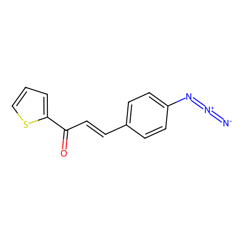 (E)-3-(4-azidophenyl)-1-(thiophen-2-yl)prop-2-en-1-one structure