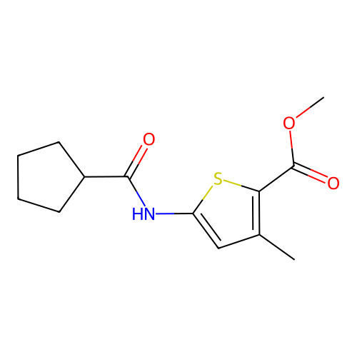 Methyl 5-cyclopentaneamido-3-methylthiophene-2-carboxylate structure