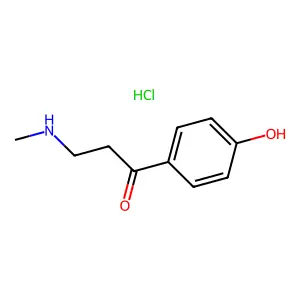 1-(4-Hydroxyphenyl)-3-(methylamino)propan-1-one--hydrogen chloride (1/1) structure