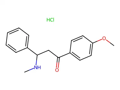 Propiophenone, 4'-methoxy-3-methylamino-3-phenyl-, hydrochloride structure