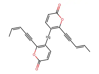 Bis(6-oxo-2-pent-3-en-1-ynylpyran-3-yl)mercury structure