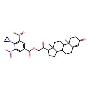 3,20-Dioxopregn-4-en-21-yl 4-(aziridin-1-yl)-3,5-dinitrobenzoate structure