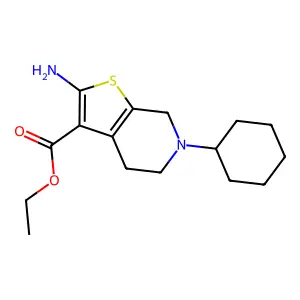 Ethyl 2-amino-6-cyclohexyl-4,5,6,7-tetrahydrothieno[2,3-c]pyridine-3-carboxylate structure