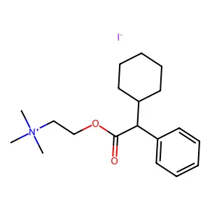 Choline, iodide, alpha-phenylcyclohexaneacetate structure