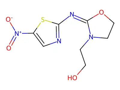 2-{2-[(5-Nitro-1,3-thiazol-2-yl)imino]-1,3-oxazolidin-3-yl}ethan-1-ol structure