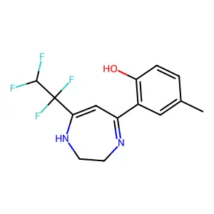 4-methyl-2-[7-(1,1,2,2-tetrafluoroethyl)-2,3-dihydro-1H-1,4-diazepin-5-yl]phenol structure