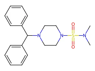4-benzhydryl-N,N-dimethyltetrahydro-1(2H)-pyrazinesulfonamide structure