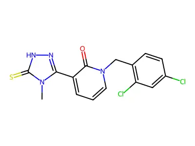 1-(2,4-dichlorobenzyl)-3-(4-methyl-5-sulfanyl-4H-1,2,4-triazol-3-yl)-2(1H)-pyridinone structure