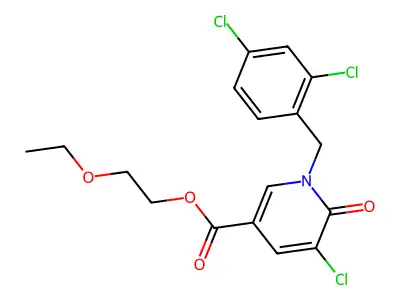 2-ethoxyethyl 5-chloro-1-(2,4-dichlorobenzyl)-6-oxo-1,6-dihydro-3-pyridinecarboxylate structure
