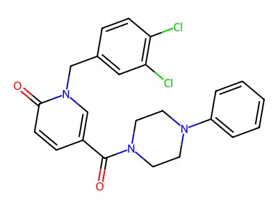 1-(3,4-dichlorobenzyl)-5-[(4-phenylpiperazino)carbonyl]-2(1H)-pyridinone structure