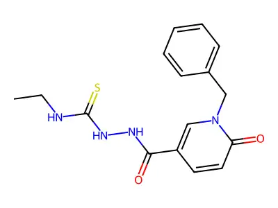 2-[(1-benzyl-6-oxo-1,6-dihydro-3-pyridinyl)carbonyl]-N-ethyl-1-hydrazinecarbothioamide structure
