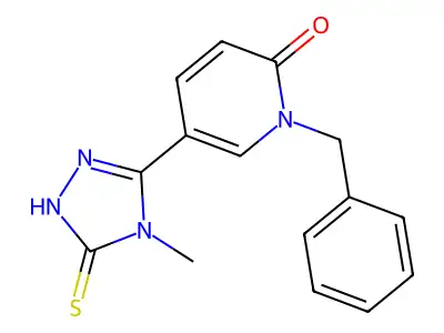 1-benzyl-5-(4-methyl-5-sulfanyl-4H-1,2,4-triazol-3-yl)-2(1H)-pyridinone structure