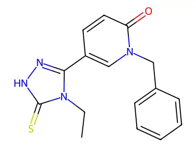 1-benzyl-5-(4-ethyl-5-sulfanyl-4H-1,2,4-triazol-3-yl)-2(1H)-pyridinone structure